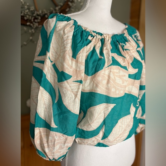 Rachel Zoe Teal and Cream Blouse size Small NWT. - Picture 6 of 8